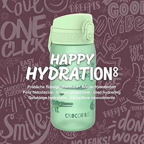 Ion8 Leak Proof Kids Water Bottle, BPA Free, Crocodiles, 350ml (12oz)