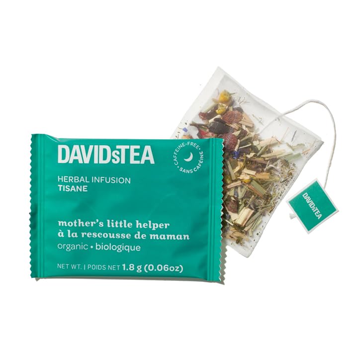DAVIDsTEA Organic Mother’s Little Helper Herbal Tea – Caffeine-Free Tea Bags with Peppermint, Chamomile & Valerian Root – 12 Count – Relaxing Nighttime Blend - Image 4