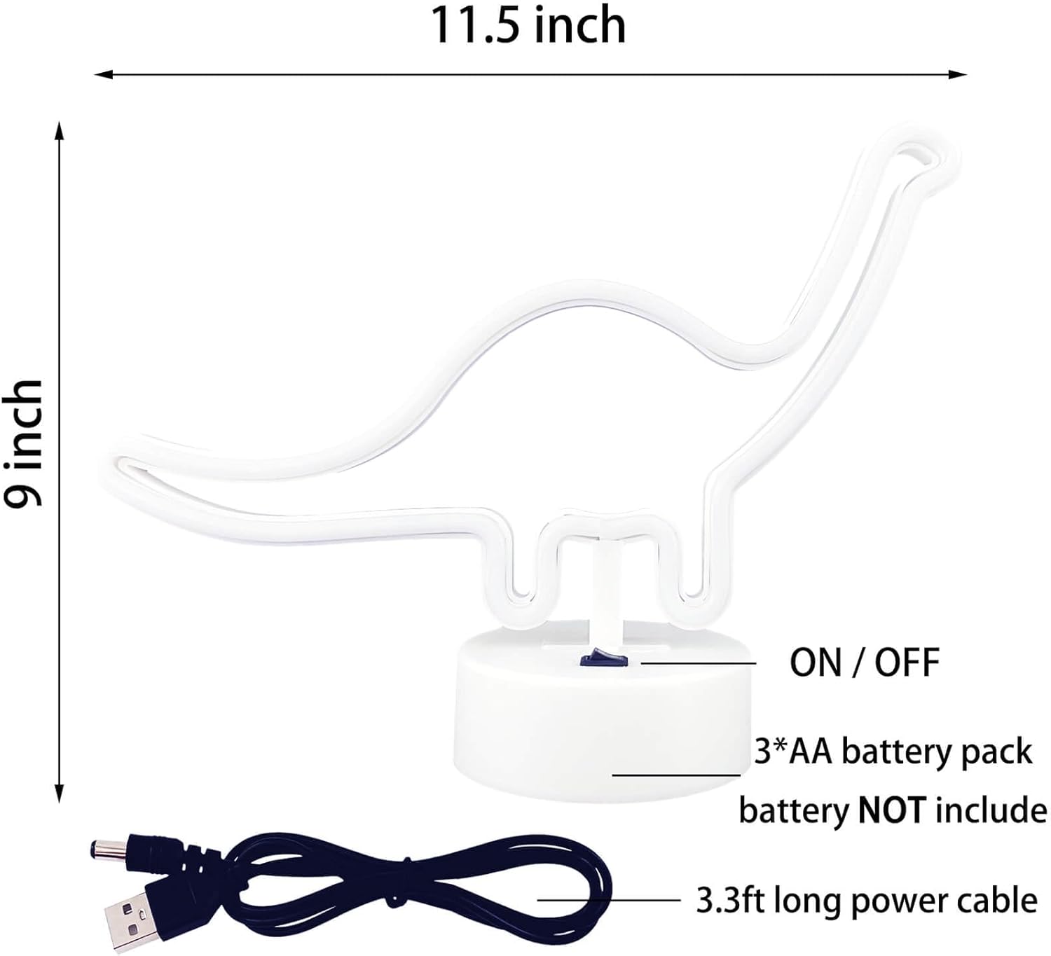 Dinosaur Neon Sign Dino Light Green LED Dinosaur Neon Light Room Decor for Boys Room Kids Girls Bedroom Nursery, Classroom Table Desk Stand Night LED Sign Toddlers Present Christmas Birthday - Image 5