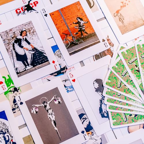 Banksy Spielkarten - Klassisches & nachhaltiges Kartenspiel aus Papier für Erwachsene & Kinder – Kartendeck mit Banksy-Kunstmotiven für Poker, Bridge, Rommé (1 x Kartendeck) – Bild 8