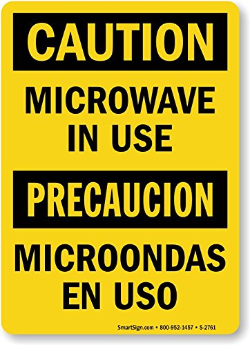 SmartSign “Caution - Microwave in Use” Bilingual Sign | 10" x 14" Plastic
