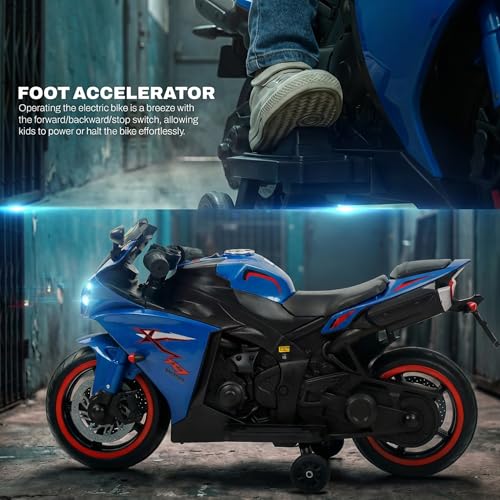 Image of Baybee R7 Baby Electric Bike for Kids with Foot Acceleration | Rechargeable Ride on Baby Bike with LED Lights & Music | Toddler Battery Operated Bike for Kids to Drive 1 to 3 Years Boys Girls (Blue)