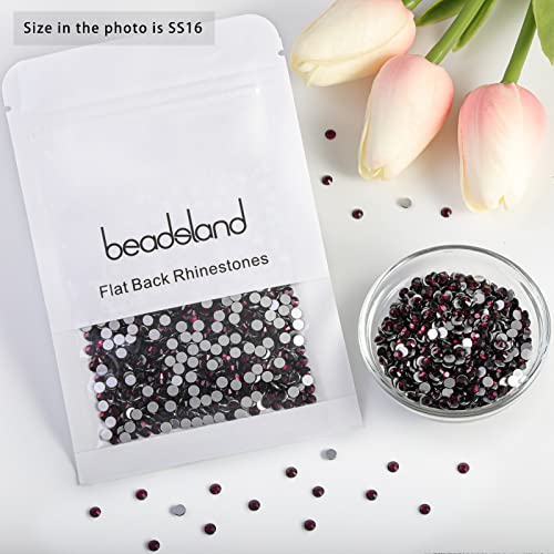 Image of Beadsland Flat Back Crystal Rhinestones, Amethyst, SS16, 2880pcs | Flatback Glass Gems, 3.8-4.0mm, for Nail Art Craft, Glue Fix