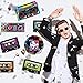 80's Party Supplies, 24 Pieces Cassette Tape Cutouts with 7 Different 80's Style, 1980s Party Decorations 80's Theme Party Hanging Cards Decorating Kit Retro Design with 2 Ropes and 40 Glue Point Dots