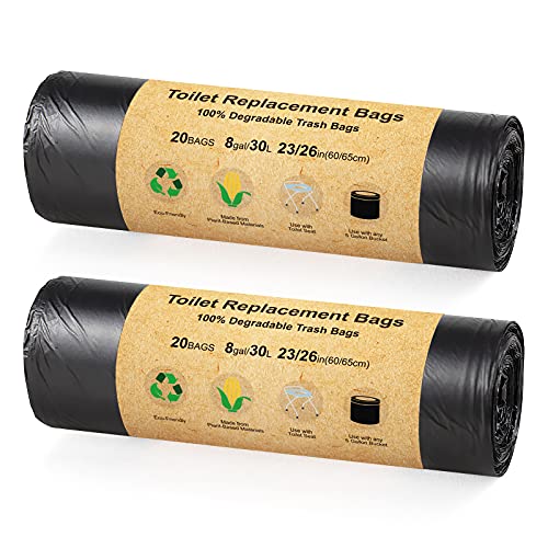 Blika Portable Toilet Bags For Camping, 40 Count Toilet Replacement Bags, 8 Gallon, 30 Liter, Heavy Duty 1 Mil, Camping Toilet Bags For Portable Toilet, Car Travel, Camping, Long Trips #TOP7