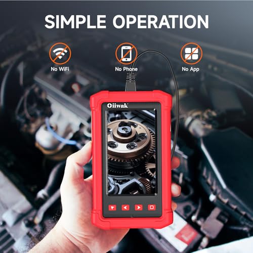 Oiiwak Endoscope Camera with Light, 3.9mm Industrial Borescope Inspection Camera, 4.3\" IPS Screen 1080P HD IP68 Waterproof 6 LED Lights for Drain Pipe Wall Automotive, 5FT Semi-Rigid Cable