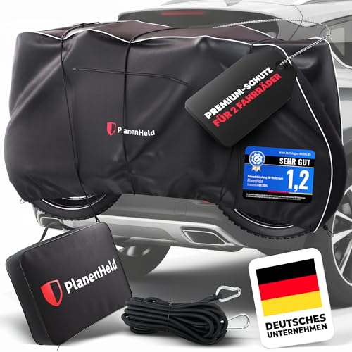 PlanenHeld® Fahrradschutzhülle Fahrradträger [Neues Modell] Fahrradabdeckung Heckträger, Fahrradplane für 2 Fahrräder, Ebike Transportschutz, Schutzhülle, Fahrradhülle für Wohnmobil, 600D Wasserdicht