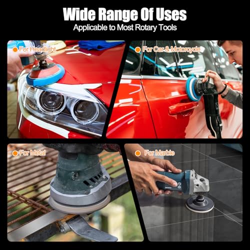 134Pcs Drill Polishing Kit,3 Inch Sanding Disc,3\" Sandpaper Wet Dry Headlight Restoration Kit with Hook and Loop Buffing Pads for Car Polish,Metal Glass Resin Polish Rotary Tools Attachment - Thumbnail 7
