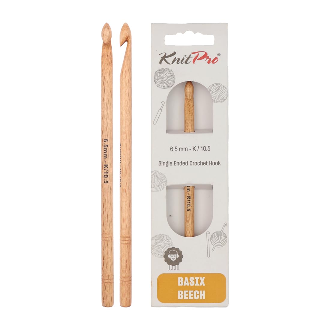 KnitPro Basix Beech Single Ended Crochet Hook | 6.50mm