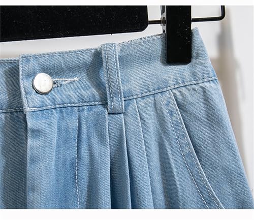 Women's High Elastic Waist Denim Skirt A Line Midi Jeans Skirts Korean Fashion Denim Skirt4