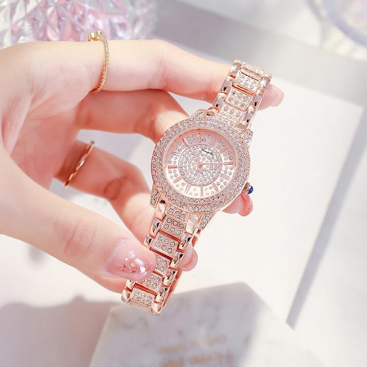 Rose Lady Womens Watch with Cystal Elegant Versatile Dress Watch Waterproof Stainless Steel Case and Band Quartz Wrist Watch for Women (Rose Gold) - Image 6