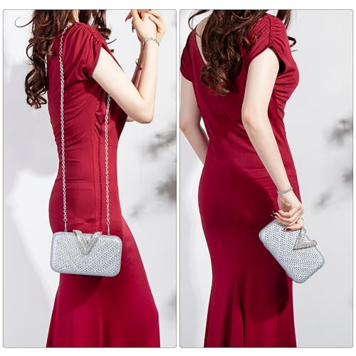 Image of Rhinestone Crystal Clutch Purse Sparkly Evening Bag with Chain