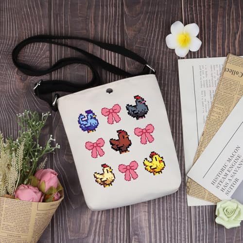 TIIMG Star-dew Game Inspired Gift Valley Video Farming Game Player Gift Pixel Chicken Crossbody Bag3