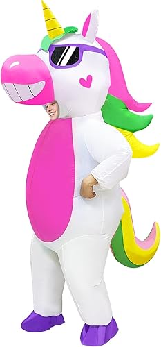 Camlinbo Disfraz inflable de unicornio de Halloween para adultos, mujeres y hombres, cuerpo completo, disfraz de Halloween, fiesta, cosplay
