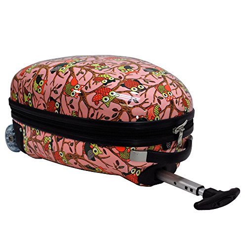 Owl Print Kids Hard Shell Luggage/Children Suitcase Carry On Luggage in 3 Colors (Pink)4