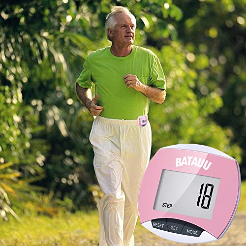BATAUU Best Pedometer, Simply Operation Walking Running Pedometer with Calories Burned and Steps Counting (Pink) - Thumbnail 6