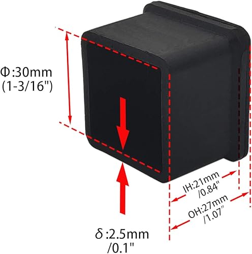 Miniatura 41 de Flyshop 8 tapas para patas de sillas de patio, de PVC, protectores de suelo cuadrados para patas de silla, fundas cuadradas para muebles, 3/4 PVC