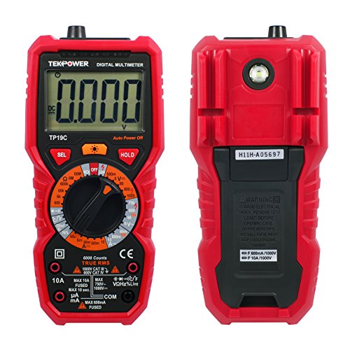 Tekpower Tp19C General Purpose Manual-Ranging True Rms Ac/Dc 10A Digital Multimeter With Non-Contact Voltage Detector (Ncv), Live Wire Tester & Flashlight #TOP7