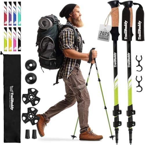TrailBuddy Trekking Poles &ndash; Lightweight 7075 Aluminum Hiking Poles for Women, Men & Seniors...