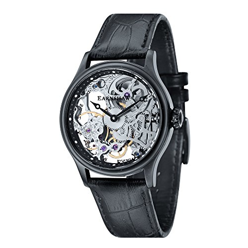 Image of Thomas Earnshaw Mens 42mm Bauer Mechanical Skeleton Automatic Watch with Genuine Leather Strap or Stainless Steel Bracelet ES-8049