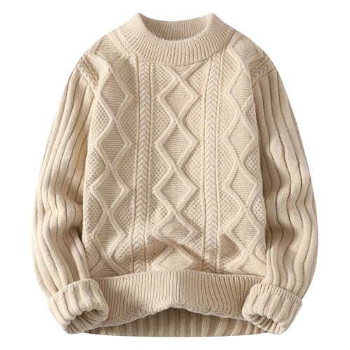 Pull en tricot torsadé vintage à col rond idéal pour vos sorties d'automne