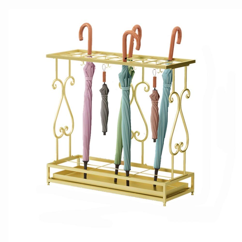 Gardeneea Umbrella Stand, Umbrella Stand Rack,Umbrella Stand Hotel,27-Hole Iron Umbrella Drain Stand,Independent Drip Tray,Gold (Gold)