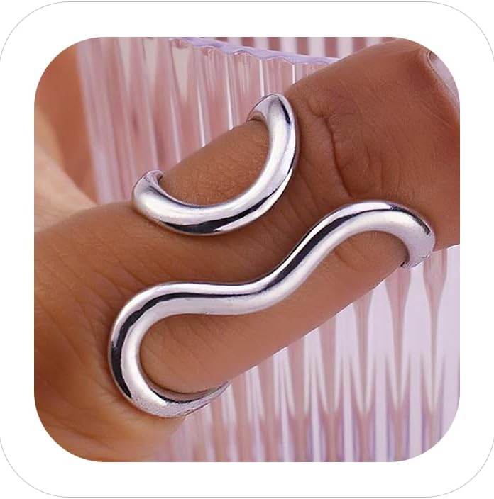 CSIYANJRY99 Gold Rings for Women Non Tarnish Adjustable Thumb Ring for Women Finger Ring Chunky Gold Silver Rings Anillos Para Mujer Stainless Steel New Year Anniversary Birthday Jewelry