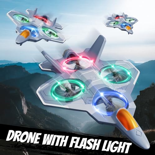 Image of 4DRC V50 RC Plane, 2 Start Modes, Lights, 360 Flip, Headless Mode, 3 Speed, 2 Batteries, 2.4 GHz Remote Control Sail, Fighter Aircraft, Toy, Gift Children, Adults, Beginners