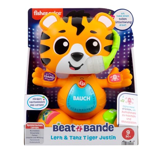 Fisher-Price Lernspielzeug für Babys und Kleinkinder, Beat Bande Lern & Tanz Tiger Justin mit Geräuschen und Lichtern für Kinder ab 9… – Ansicht 6
