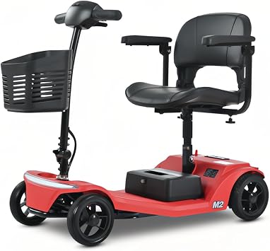Seray 4 Wheels Mobility Scooter with 15-20mile Driving Range, Lithium Battery, 330bs Weight Capacity, Front & Rear LED Light, Extension Legroom, Electric-Magnetic Brake System, Red