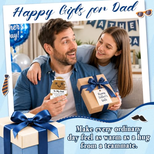 Dad Gifts from Daughter Son Wife, Positive Handmade Crochet Dad Christmas Birthday Gifts, Funny Cute Small Gift for Dads, I Love You Girl Papa Gift Ideas, Unique Football Doll for Father Daddy Stepdad - Image 2