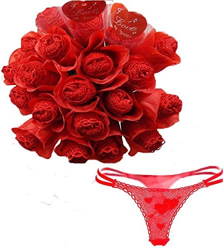 Gifts for Her 1Pc Women Sexy Rose Flower Lace G-string Briefs Thongs Romantic V-string Panties Free Size