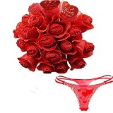 Gifts for Her 1Pc Women Sexy Rose Flower Lace G-string Briefs Thongs Romantic V-string Panties Free
