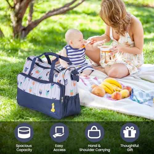 Image of Moclever 5Pcs Baby Nappy Diaper Bags Set-Baby Bags for Mom,Waterproof Maternity Bags with Bottle Bag,Food Bag&Changing Pad For Mom Dad
