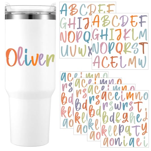 Image of 6 Sheets UV Dtf Cup Wrap Name Stickers for Water Bottles Waterproof Vinyl Decals Personalized Custom Lettering Gift Stickers for Cups Love 14-40oz Tumbler Mugs DIY Craft (Morandi)