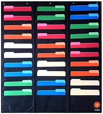 WiBiz - 30 Pockets Hanging Storage Chart | File Cascading Organizer | Perfect for School, Classroom, Home & Office | Ideally Used to Organize Assignments, Files & Papers | Available in Black Color