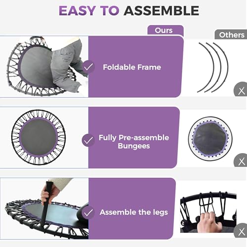 Image of 40 inch /48 inch Rebounder Trampoline for Adults with Bungee Cords, Exercise Rebounder for Adults Indoor /Outdoor Workout, Max Load 450 /550 LBS