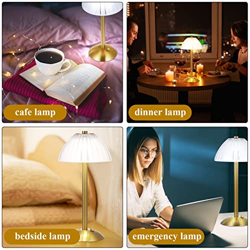 Image of Liliful 1 Pcs Cordless Table Lamp Rechargeable Touch LED Small Gold Portable Battery Operated USB-c Desk Lamp 3 Color Dimmable for Bedroom Living Room Dining (Gold,Mushroom Style)