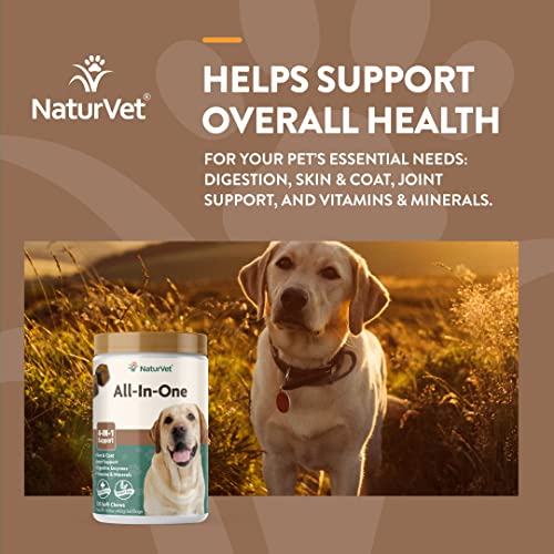 Naturvet All-In-One Dog Supplement - For Joint Support, Digestion, Skin, Coat Care – Dog Multivitamins With Minerals, Omega-3, 6, 9 – Wheat-Free Vitamins For Dogs – 120 Soft Chews #TOP1