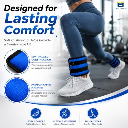 Image of Btag Soft Neoprene Ankle & Wrist Weights (1.5 kg x 2 Pcs) | Adjustable Strap | Unisex Leg & Arm Weight Cuffs for Gym, Workout & Training (Blue)