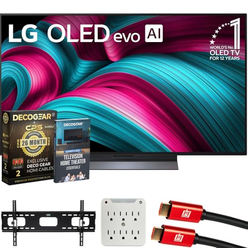 Image of LG OLED48C5PUA 48 inch C5 OLED evo 4K UHD webOS TV 2025 Bundle with CPS Exclusive 26 Month Protection, 2X HDMI Cable, Wall Mount, Surge Adapter & Deco Gear Complete Home Theater Beginner's Guidebook