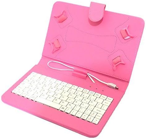 7 Key TAO HOT Pink= TESCO HUDL 1 and 2 Case Cover PU Leather with Built in Keyboard HUDLE 7 and 8.3-Inch HOT-Pink