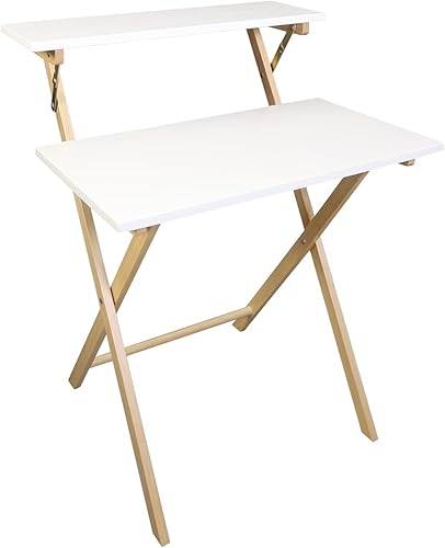 Miniatura 7 de Casual Home Escritorio de trabajo plegable de madera maciza para portátil de 2 niveles, 28 pulgadas de ancho x 24.5 pulgadas de profundidad x 35.5