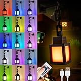 Pixelated Lantern Night Light - USB Rechargeable Night Lamp - 16 Colors LED Mood Light Touch Switch & Remote Control - Wall or Table Mounting Lights, Ideal for Room, Nightstand, Game Room Decor, Gifts
