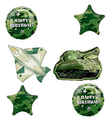 Army Tank And Jet Fighter Camouflage Party Supplies Birthday Balloon Bouquet #TOP13