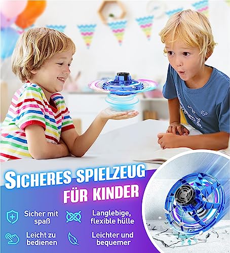 Zookao Fliegender Ball Mini Drohne, Flying Spinner mit LED Lichtern UFO Drohne Coole Sachen Spielzeug Weihnachts- und Geburtstagsgeschenke für Jungen, Mädchen und Teenager ab 8 9 10+ Jahren
