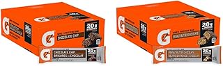 Gatorade Whey Protein Bar Chocolate Chip (12 Bars x 80g), 960g with Whey Protein Bar Peanut Butter Chocolate (12 Bars x 80g), 960g