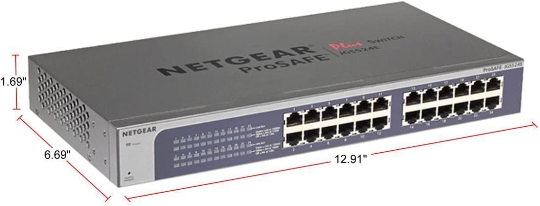 NETGEAR JGS524E-200NAS 24-Port Gigabit Rackmount Smart Managed Plus Switch, ProSAFE Lifetime Protection (JGS524E)