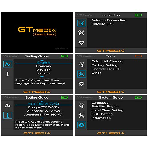 GT Media V8 Satelliten Finder Meter Sat Finder Satellitenerkennung DVB-S2X Signalempfänger Decoder HD 1080P FTA 3,5 \LCD Zur präzisen Einstellung der Satellitenschüssel