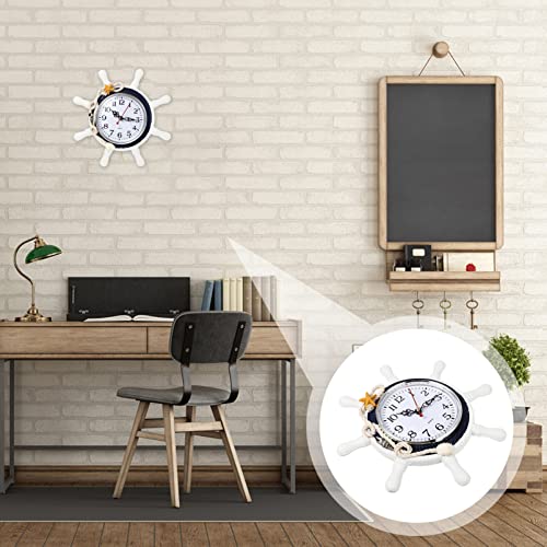 WINOMO Wheel Wall Clock Decoration Nautical Silent Wall Clock with Rope Decor Ticking (Random Color) - Image 9